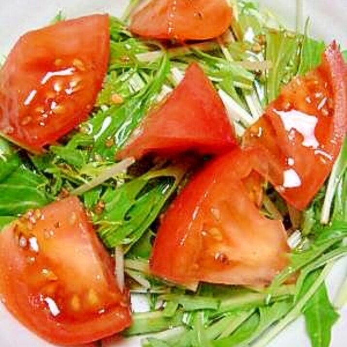 トマトと水菜の切るだけサラダ